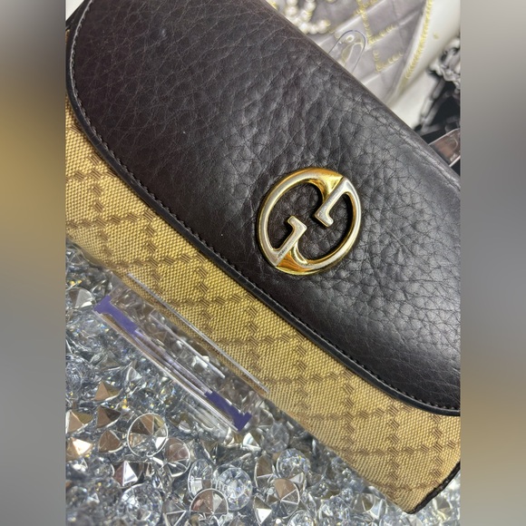 Gucci vintage 1973 Continental wallet Diamante canvas and black leather EUC - Picture 3 of 16